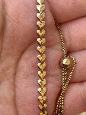 Vintage 925 Gold Vermeil Heart Bracelet Adjustable Slider